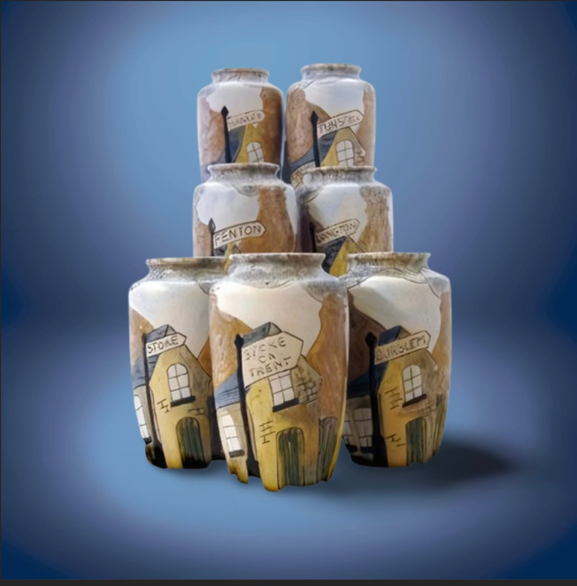 Six Towns pride vases, one for each of the six pottery towns
